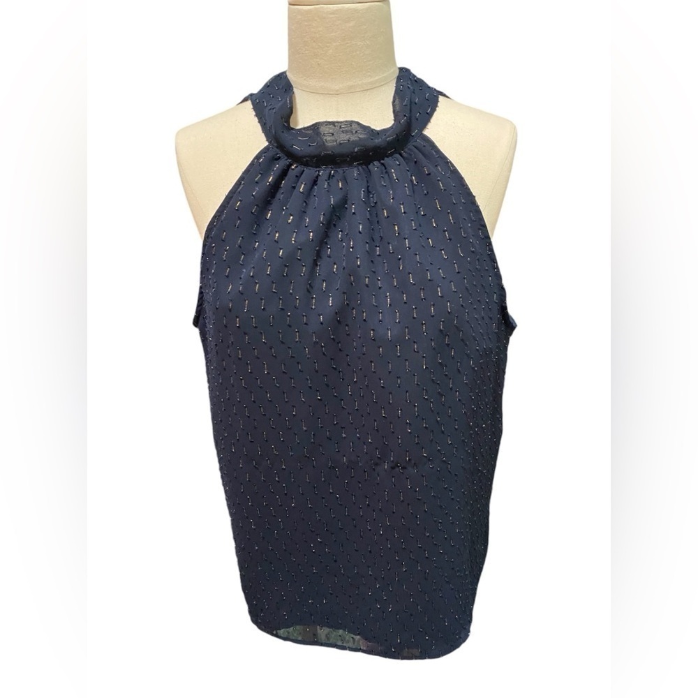 J. Crew factory Gold thread tie-neck tank size 14 - Picture 2 of 7